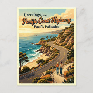 Carte Postale Pacific Coast Highway Pacific Palisades Style Rétr