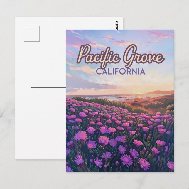 Carte Postale Pacific Grove California Monterey Magique Purple (Devant / Derrière)