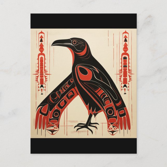 Carte Postale Pacific Northwest art style raven (Devant)