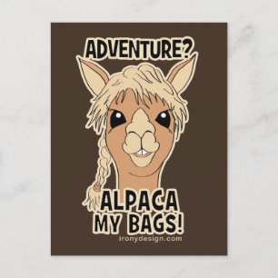 Carte Postale Pack Mes Sacs Funny Alpaca Llama