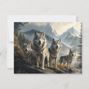 Carte Postale Pack Wolf en paysage de montagne