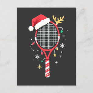 Carte Postale Paddle de tennis avec chapeau de Santa et lumières