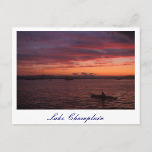 Carte Postale Paddler couché de soleil sur le lac Champlain