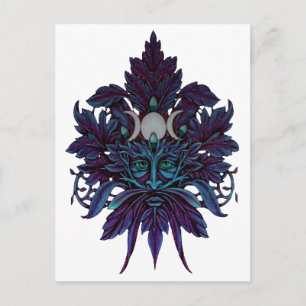 Carte Postale Pagan Green Man Triple Lune Wiccan Dieu