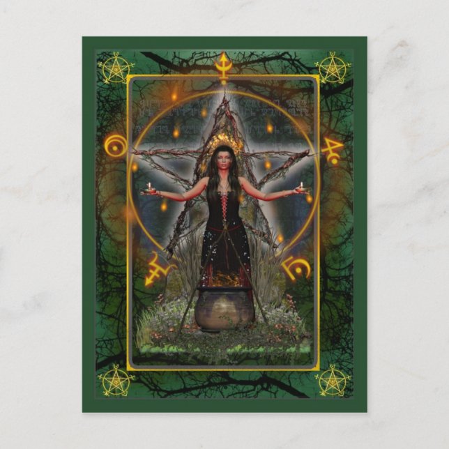 Carte postale Pagan - Sorcière Spellweaver 'Green  (Devant)