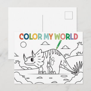 Carte Postale Page de coloriage de dinosaure amusant 