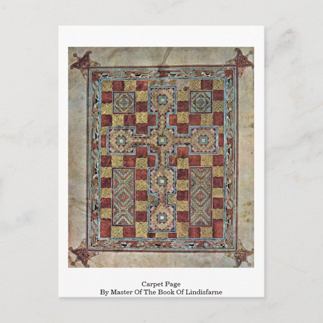 Carte Postale Page De Tapis Par Master Du Livre De Lindisfarne (Devant)