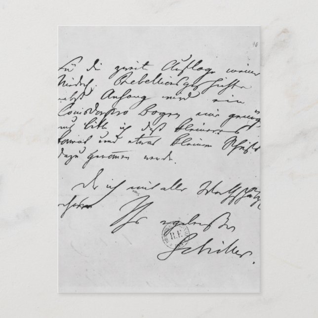 Carte Postale Page de texte avec sa signature (Devant)