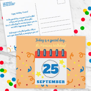 Carte Postale Page du calendrier Célébration d'anniversaire du 2