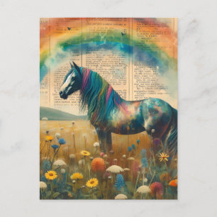 Carte Postale Page du dictionnaire Vintage Rainbow Mustang