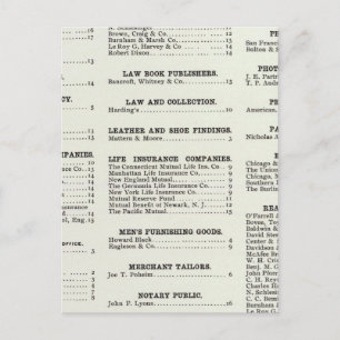 Carte Postale Page Index des entreprises de Californie