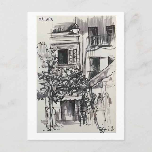Carte Postale Pages Skethchbook. Malaga. Marques (Devant)