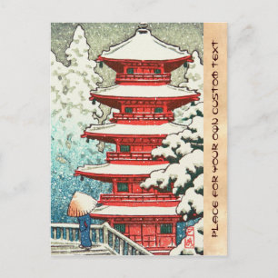 Carte Postale Pagode dans la Snow Kawase Hasui shin art hanga
