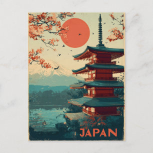 Carte Postale Pagode du Mont Fuji Japon vintage