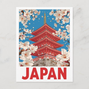 Carte Postale Pagode Japonaise Fleur de Cerisier