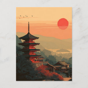 Carte Postale Pagode japonaise vintage