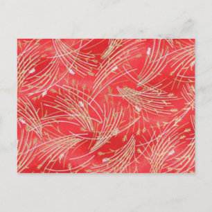 Carte Postale Paille Dorée Amitié Rouge Chinoise