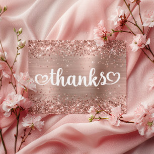 Carte Postale Pailleté Rose Gold Cœurs Mignons Merci pour tes 16