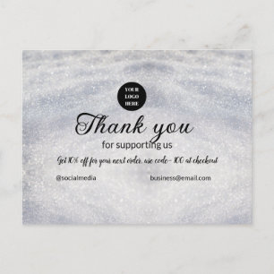 Carte Postale paillette bleue ajouter texte de logo merci de la 