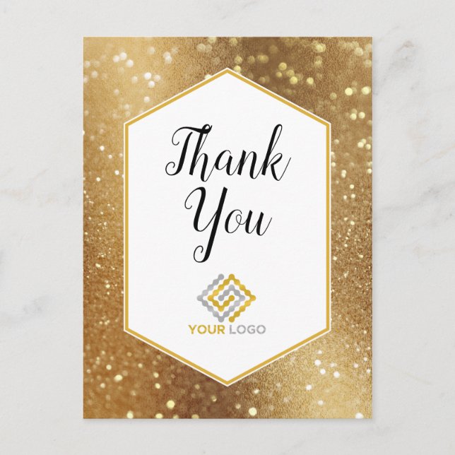 Carte Postale Paillettes dorées Logo Merci Affaires (Devant)