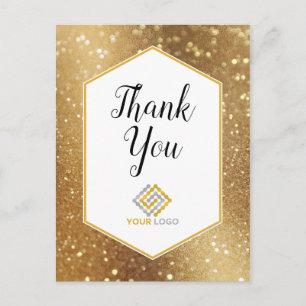 Carte Postale Paillettes dorées Merci Logo Entreprise