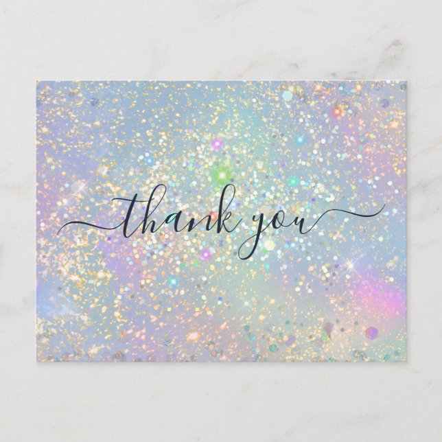 Carte Postale Paillettes élégantes holographiques Merci (Devant)