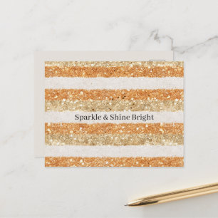 Carte Postale Paillettes orange doré Crème Rayures Étincelle & B