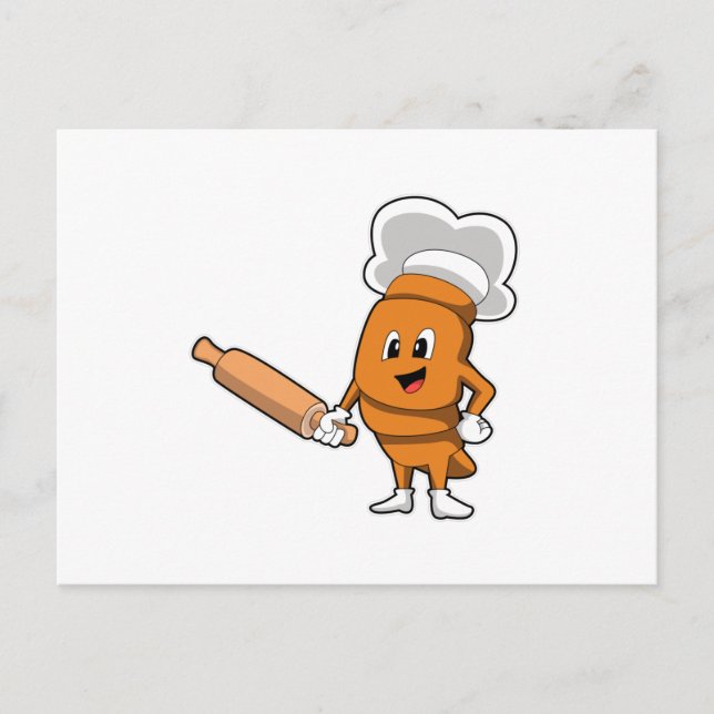 Carte Postale Pain comme cuisinier avec rouleau à pâtisserie (Devant)