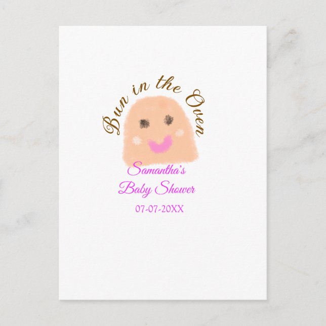 Carte Postale Pain dans le four beige boulette baby shower rose  (Devant)