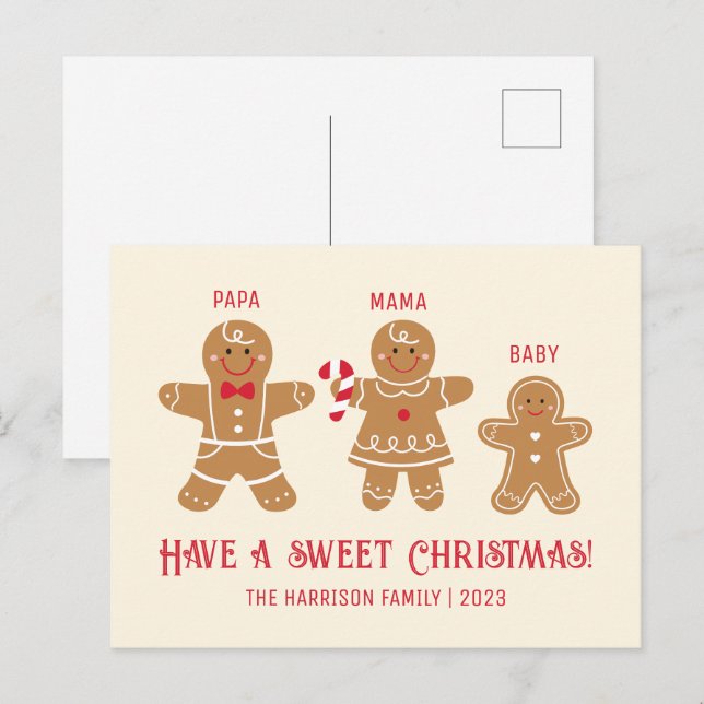 Carte Postale Pain d'épice Cookies de l'homme Nom de famille Noë (Devant / Derrière)