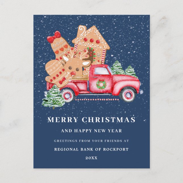 Carte Postale Pain d'épice de Camion Rouge Cookie de Noël d'entr (Devant)