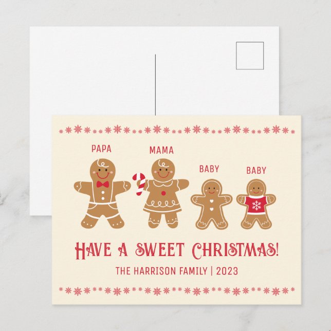 Carte Postale Pain d'épices Homme Cookies Nom Noël doux (Devant / Derrière)