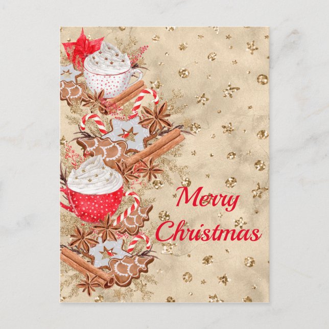 Carte Postale Pain d'épices Père Noël Cookies Joyeux Noël (Devant)