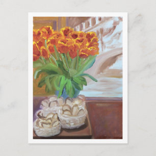 CARTE POSTALE PAIN ET TULIPS À PARIS