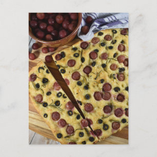 Carte Postale Pain Focaccia noir de l'olive noire