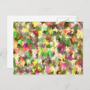 Carte Postale Paint Splatter Automne Couleur Feuilles Abstraits