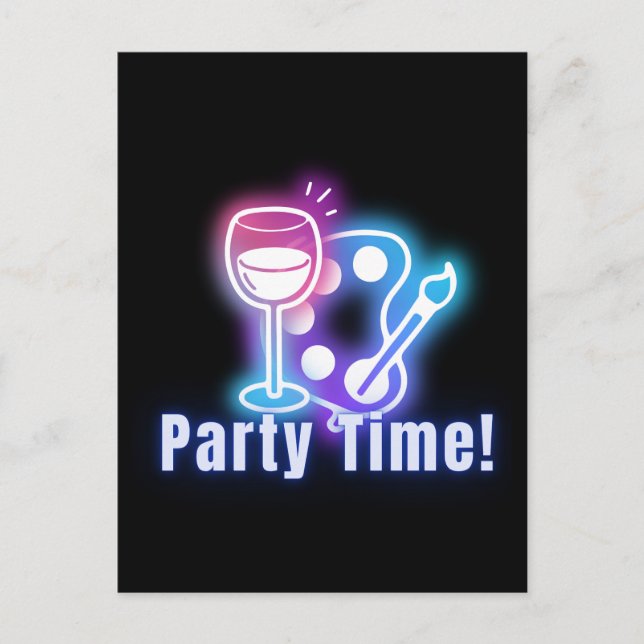 Carte Postale Paint & Wine Party Neon Art (Devant)