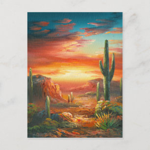 Carte Postale Painting Of A Colorful Desert Sunset Painting
