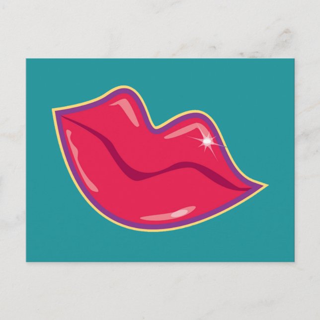 Carte Postale Paire de lèvres rouges cerises (Devant)