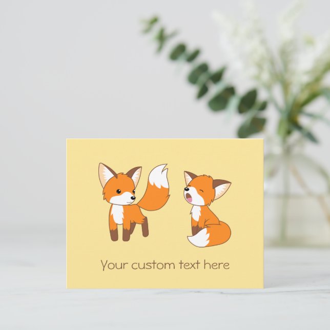 Carte Postale Paire de petits renards mignons (Debout devant)