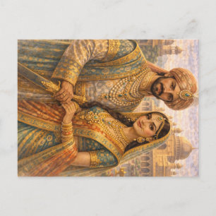 Carte Postale Paire moghole bleu-or