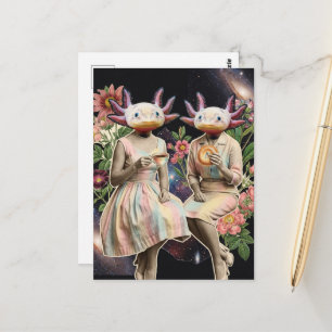Carte Postale Paire surréaliste et drôle de collage de petit-déj