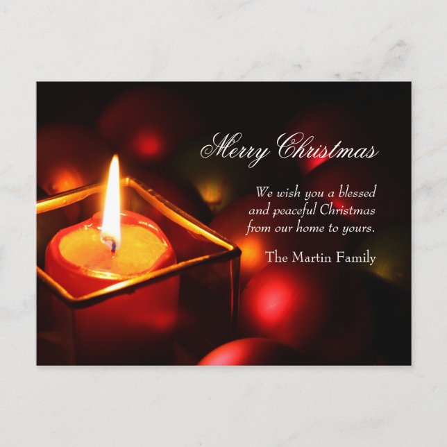 Carte postale paisible de Noël de bougie (Devant)