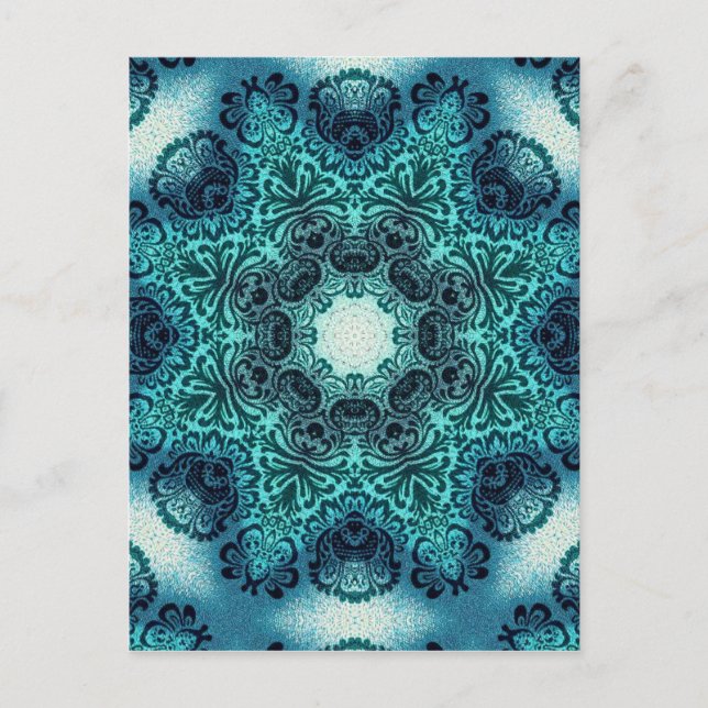 Carte Postale Paisley floral Boho turquoise mandala turquoise he (Devant)