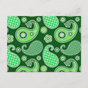 Carte Postale Paisley motif, Emerald et Jade Green
