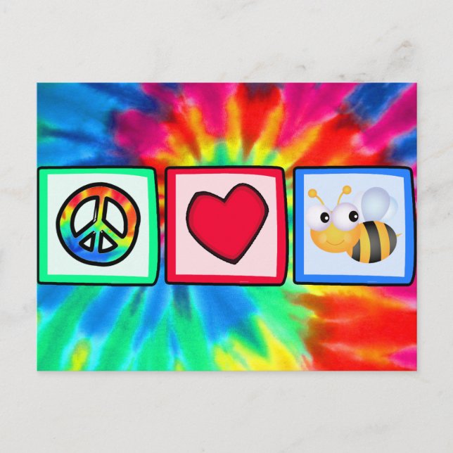 Carte Postale Paix, Amour, Abeilles (Devant)