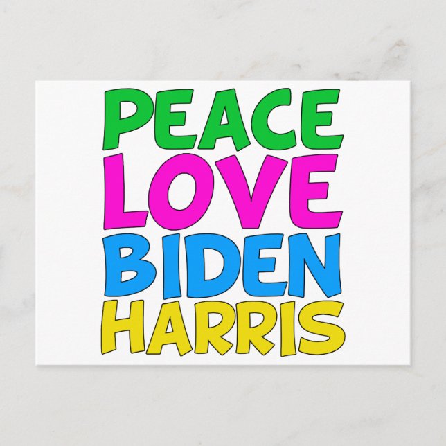 Carte Postale Paix Amour Biden Harris Mignon Élection 2024 (Devant)
