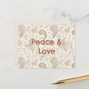 Carte Postale Paix Amour Bohème Hippie Soixante Paisley