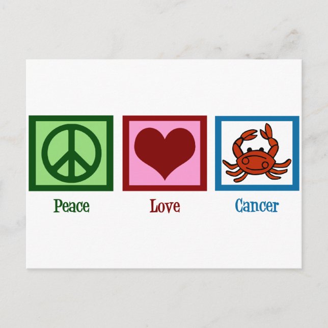 Carte Postale Paix Amour Cancer Signe Astrologique Anniversaire (Devant)
