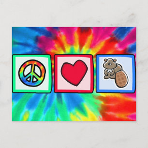 Carte Postale Paix, amour, castors